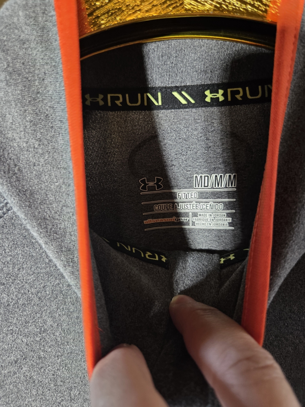Under Armour Charcoal Gray Quarter-Zip Pullover with Orange Trim - Picture 2 of 2